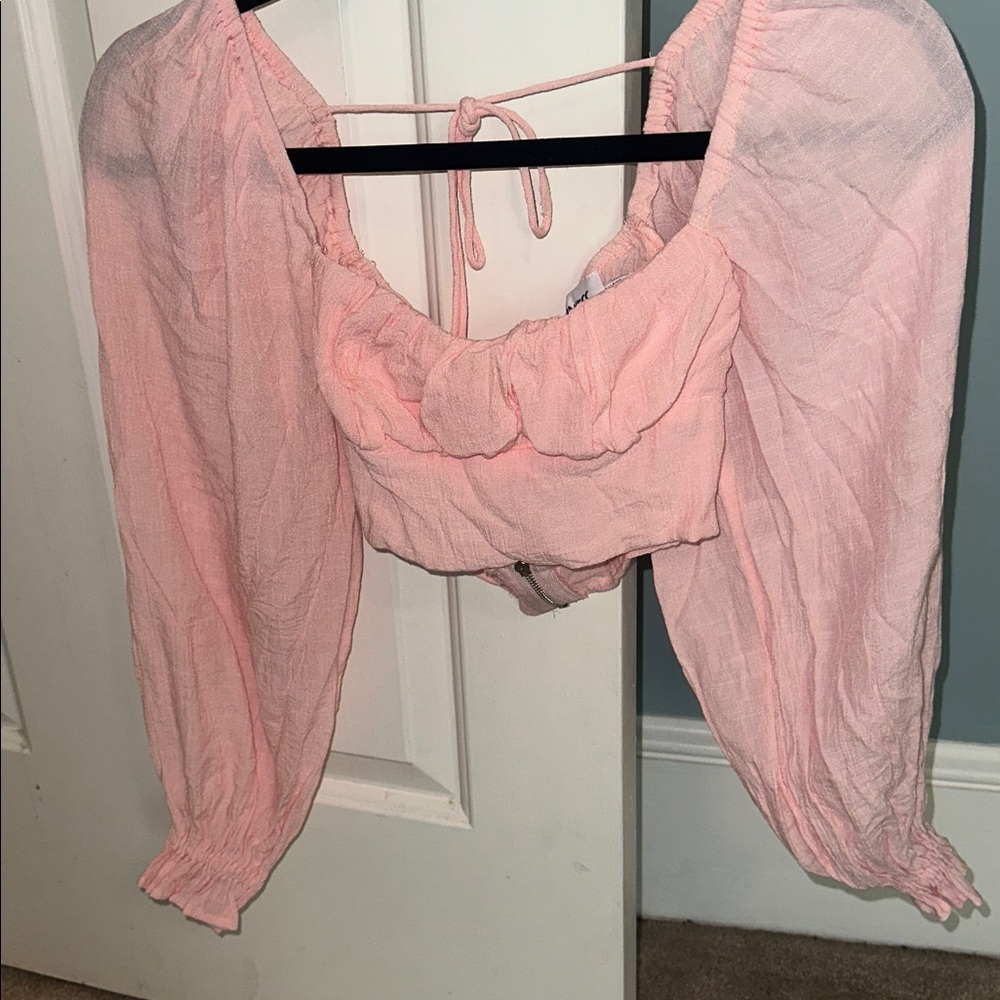 Princess Polly Pink Cropped With Ties And Zipper In Back